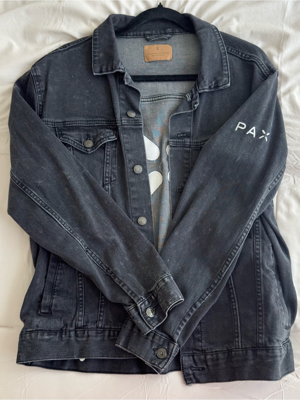 PAX Men's Black Denim Jacket with Embroidered Logo